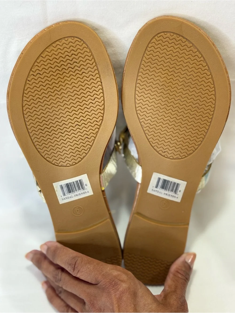 NWT Simply Southern Floral Gold Reversible Sandals - Blue/Pink SZ 6